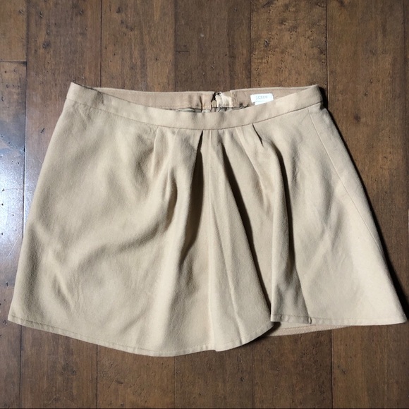 J. Crew Wooltown Pleated Mini Skirt Tan Carmel s10 - Picture 2 of 4